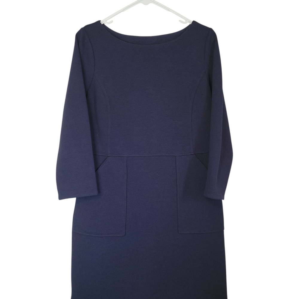 Boden Auria Ottoman Shift Dress Navy 3/4 Sleeve Work Office Dress Size 8 Petite - Picture 5 of 13